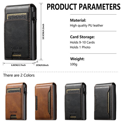 SUTENI PU Leather For Men Wallet Card Slot Wallet Flip Cover card box Pressing The Button Automatically Ejects The Card