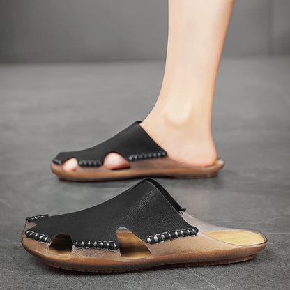 New Quality Leather Non-Slip Slippers Men Beach Sandals Comfortable Summer Shoes Men Slippers Classics Men Flip Flops Big Size