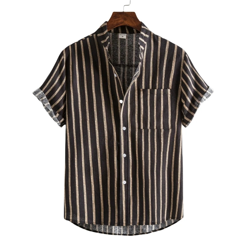 2026 Summer Shirt Men's Retro American Design Printed Pattern Personalized Loose Shirt