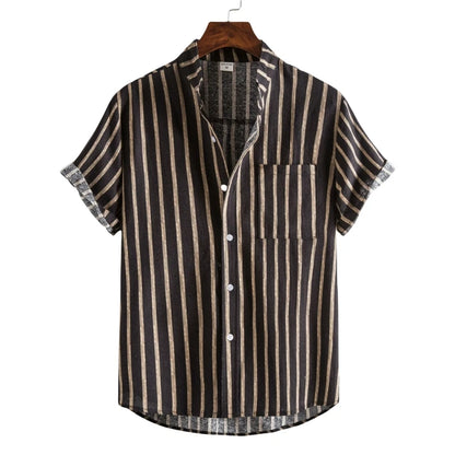 2026 Summer Shirt Men's Retro American Design Printed Pattern Personalized Loose Shirt