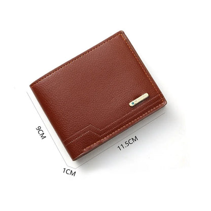 New Men's Short Frosted Leather Wallet Multi-Slot Coin Pocket Photo Holder Small Men's Wallet