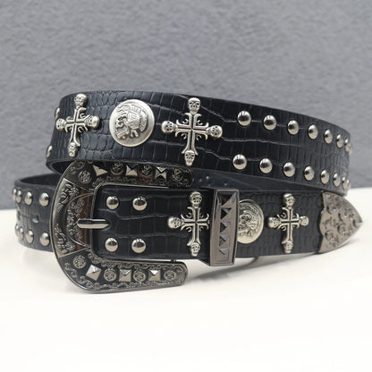 2025 New Bull head  Rivet Belt Metal Pyramid Belt Men and Women Punk Hardware Jeans Belt Y2K Designer  Women's