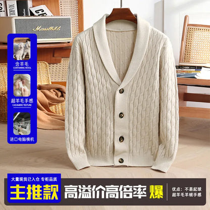 New Winter and Autumn Men's Wool Knitted Cardigan Trendy Loose-fitting Thick Style Pullover Casual Men's Clothing Coat Sweater
