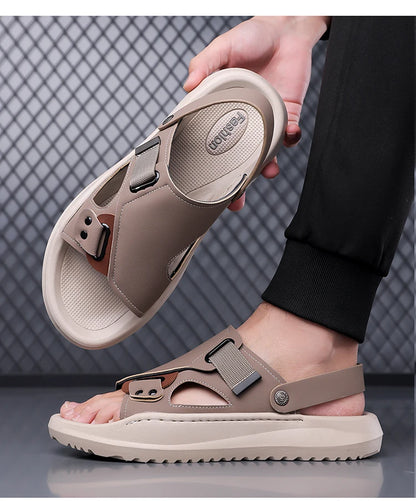 Men's Summer Outdoor Driving Sandals Comfortable Breathable Anti-slip Thick Bottom Two-Way Beach Slippers-WC20253