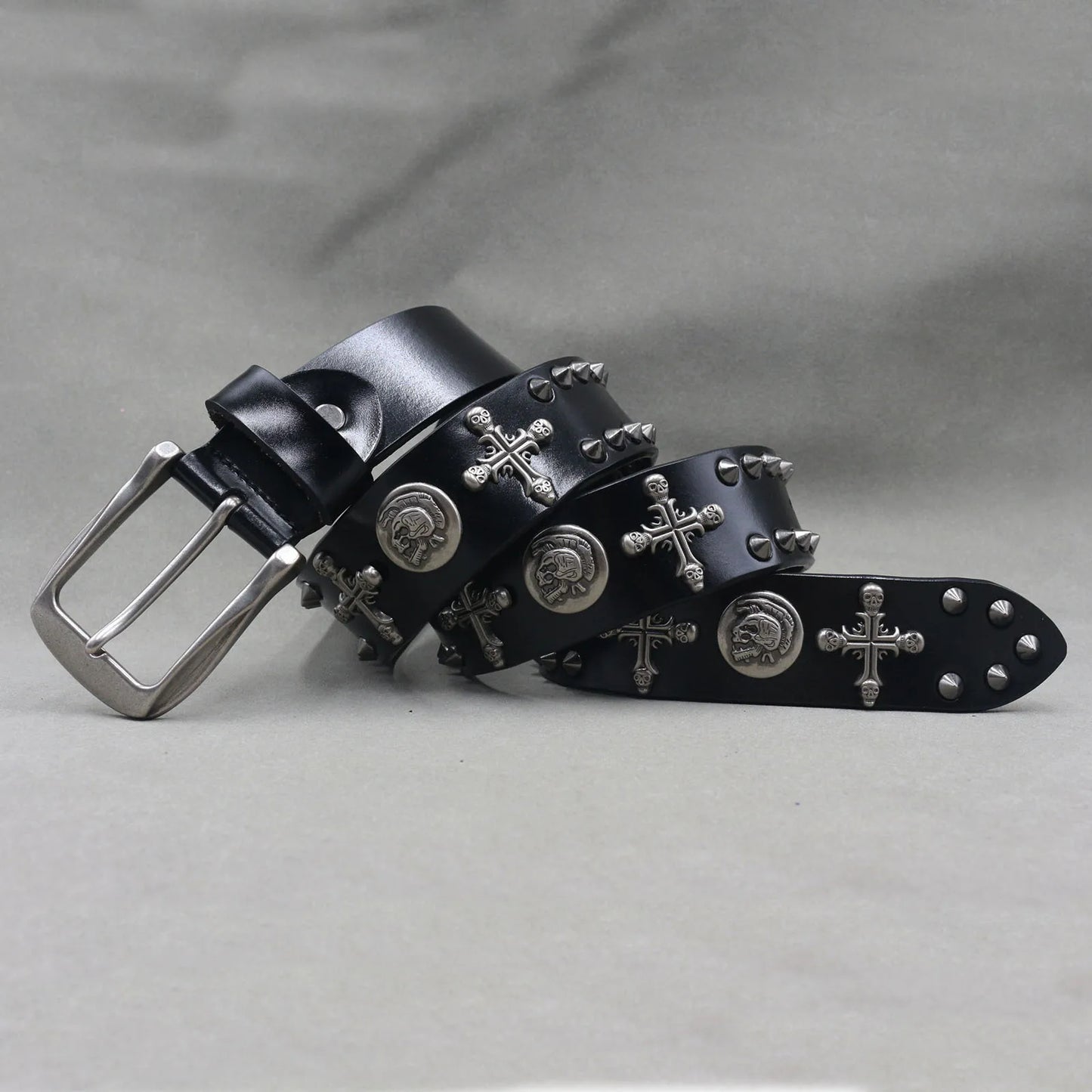 Metal Rivet Belt Luxury Designers Men Rivet Punk Belt Cow Genuine Leather Cintos Masculinos Male Women Rock Hip Hop Strap Waist