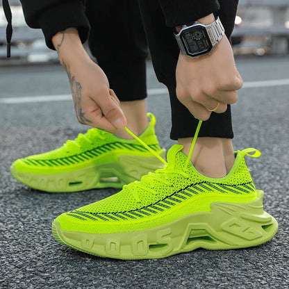 Trendy Men's Easiest for Match Breathable New Sports Shoes - Breathable Woven Upper with Striped Design, Lightweight and Plaid, Sports Shoes for Running, and Training Wear
