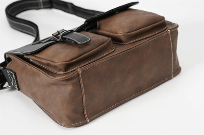 Vintage Men's Crossbody Bags Fashion Brand Design Shoulder Messenger Bag Men Falp Pockets Crossbody Bag Leather Square Satchels
