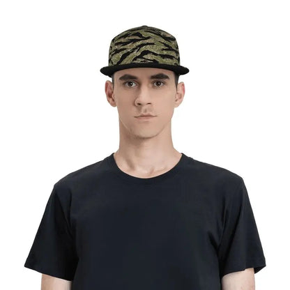 Tiger Stripe Camouflage Military Camo Print Baseball Cap Daily Casual Adjustable Snapback Hat Hip Hop Caps Flat Bill Brim Hats