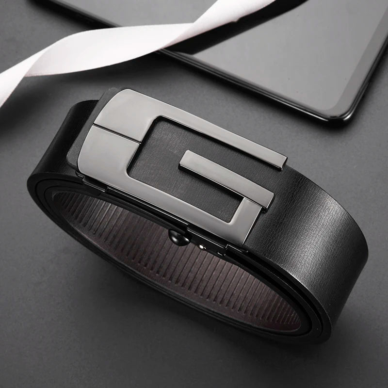 Fashionable and Simple Men's G-shaped Metal Automatic Buckle Belt High Quality Men's business Belt Suitable For Formal Occasions