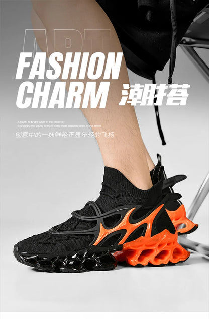 Men's Blade Type Shoes Breathable Shock Absorption Running Shoes Non-Slip Shoes For Jogging Tennis Gym Casual Walking Sneakers
