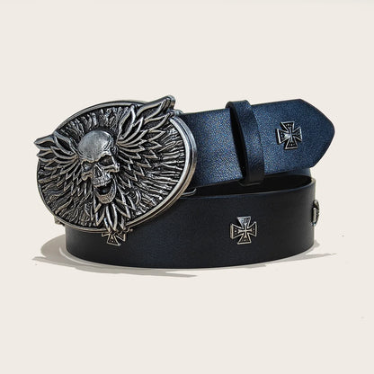 Black Punk Style PU Leather Belt Unisex Gothic Fashion Accessory Cross rivet decoration Y2K rock hip-hop style Jeans Belt Gift