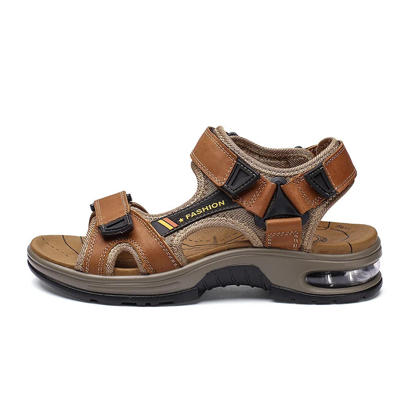 Brand Summer Men's Sandals Genuine Leather Men Slippers Gladiator Men Beach Sandals Soft Comfortable Outdoors Wading Shoes 38-46