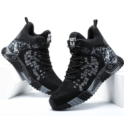 High Top Safety Shoes Men Anti Smashing Anti Puncture Work Shoes Men Work Safety Boots Men's Fashion Security Protective Boots