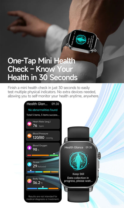2026 Top Nursing Grade ECG+PPG Smart Watch Men Accurate Blood Pressure Lipids Uric Acid 2.0-inch AMOLED Screen HD Call Watch Men