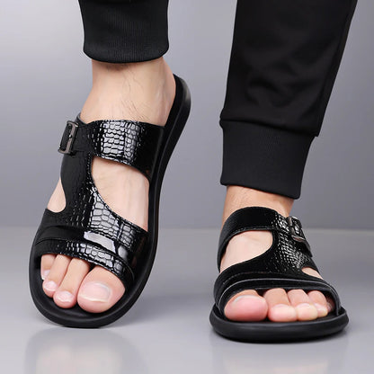 Plus Size 38-48 Hot-selling Men Slippers Sole Open Toe Beach Slides All-match Man Flip Flops Versatile Half Flats Sandals Slides