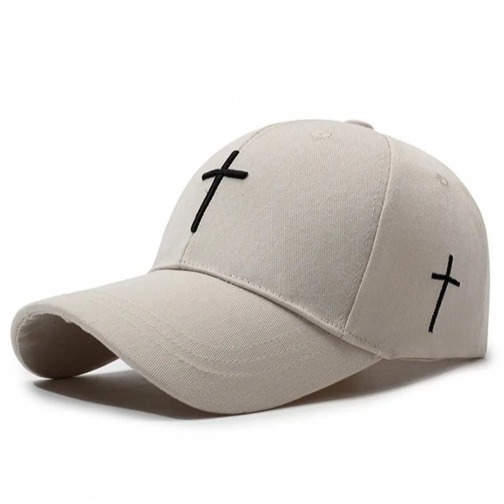 New Cross Embroidered Baseball Hat Adjustable UV Protect Duck Tongue Cap Breathable Show Face Small Sun Hat Unisex