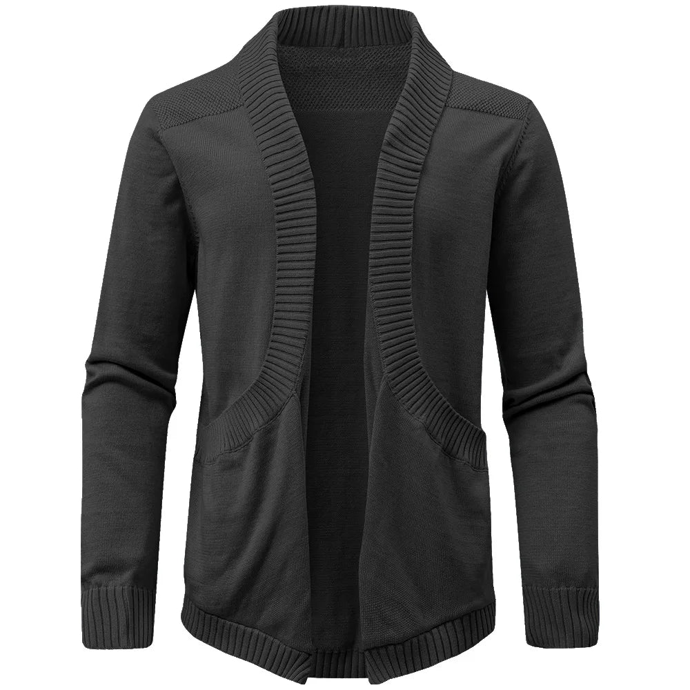 Men's Sweater Cardigan Spring Casual Classic V-neck Solid Color Cardigan Knit Soft Sweater Fashion Male Tops US Size