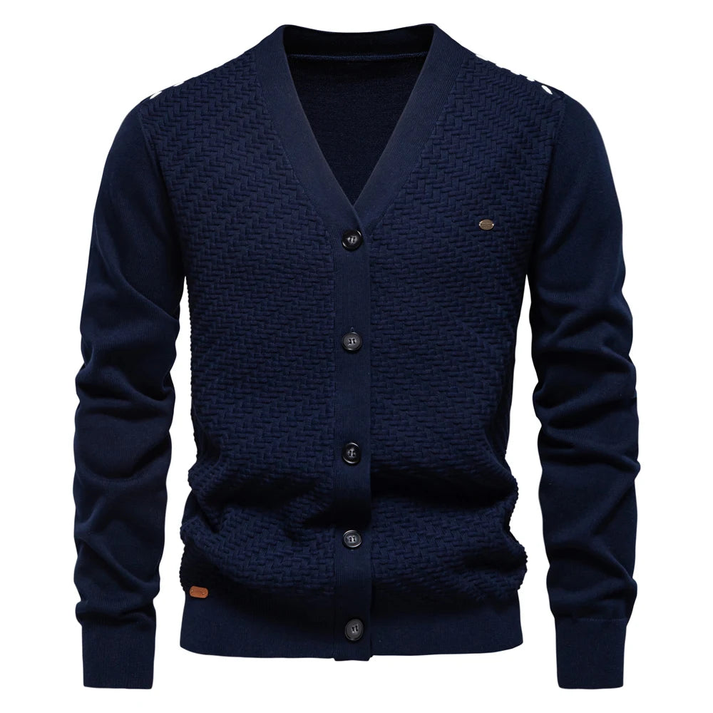 2025 Men's V-Neck Button-Up Cotton Cardigan Sweater Casual Knitwear Social Knitted Cardigans for Men