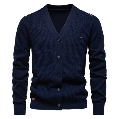 2025 Men's V-Neck Button-Up Cotton Cardigan Sweater Casual Knitwear Social Knitted Cardigans for Men
