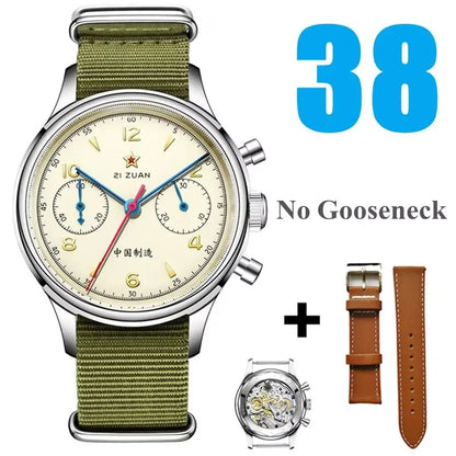 Red Star Retro 1963 Chronograph ST1901 Hand Winding Movement Air Force Pilots Aviation Sapphire Men Mechanical Watch Waterproof