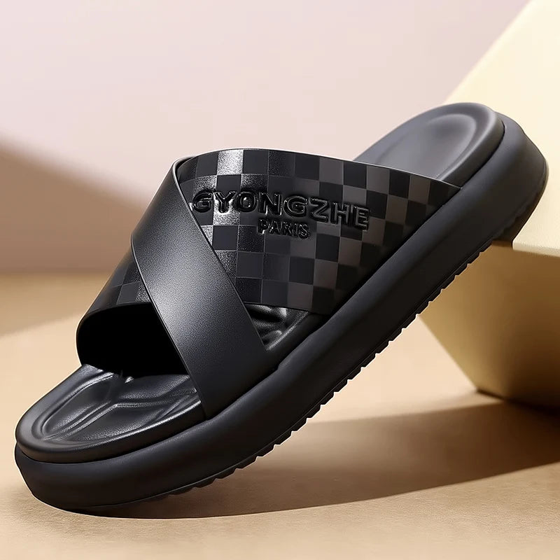 Street Style Men Slippers Outdoor Sandals Comfy Beach Flatws Soft Slides Summer Casual Shoes Quick Dry Male Half Drag Flip Flops