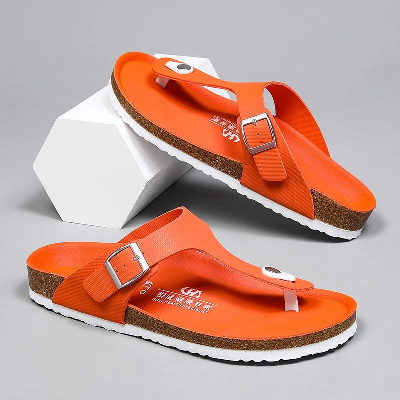 Brand Men Casual Flip Flops Slippers Men Outdoor Flats Slipprs Luxury Men Leather Summer Beach Vacation Casual Slippers Shoes
