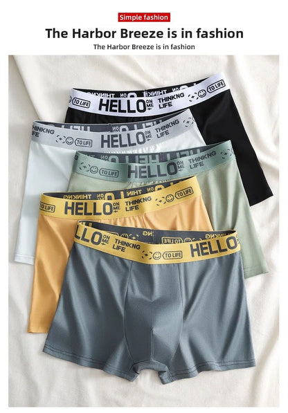 Men's Mid-Waist Thin Briefs Breathable Comfortable Large Size Sports Boxer Shorts Youth Flat Briefs Underwear Polyester Fiber