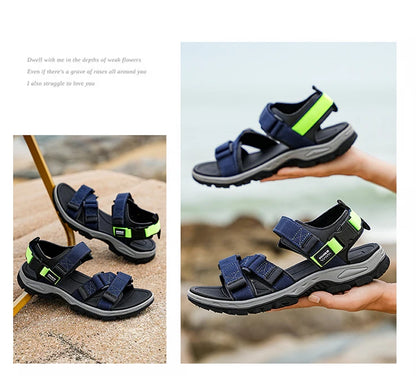 Men's Outdoor Sandals with Velcro Strap Male Summer Fashion Antiskid Sport Sandals Beach Casual Sandals for Men