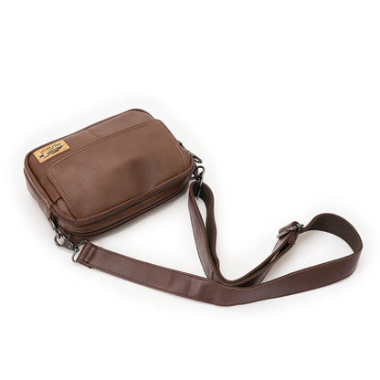 Vinatge Men's Crossbody Bag Soft PU Leather Shoulder Bag For Men Fashion Square Crossbody Messenger Bag Flap Zipper Satchels