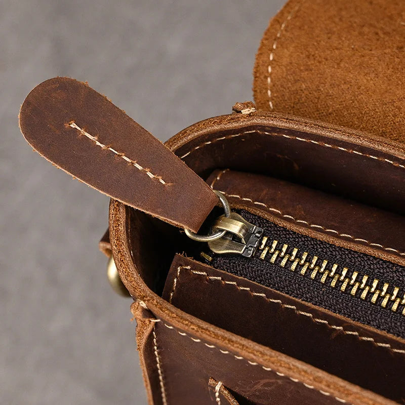 Luufan Crazy Horse Leather Men's Shoulder Bag Vintage Messenger Bags Men Male Small Travel Crossbody Bags Man Handbag Sling Bag