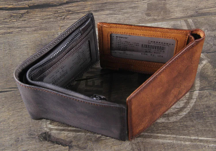 Fashion Vintage Genuine leather Wallet Men short Bifold Money Clips Leather male wallet Purse Coin Bag money Holder WC-007