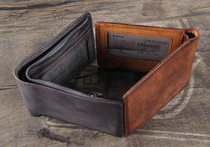 Fashion Vintage Genuine leather Wallet Men short Bifold Money Clips Leather male wallet Purse Coin Bag money Holder WC-007