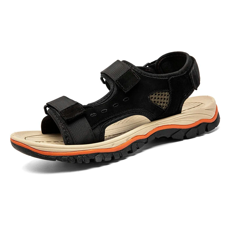 Brand Summer Men's Sandals Genuine Leather Men Slippers Gladiator Men Beach Sandals Soft Comfortable Outdoors Wading Shoes 38-47
