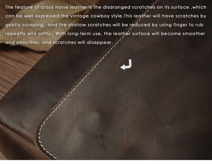 NUKA Men's Genuine Leather Shoulder Bag Retro Original Cowhide Horizontal Crossbody Deluxe Flap Messenger Bags For 11 Inch Ipad