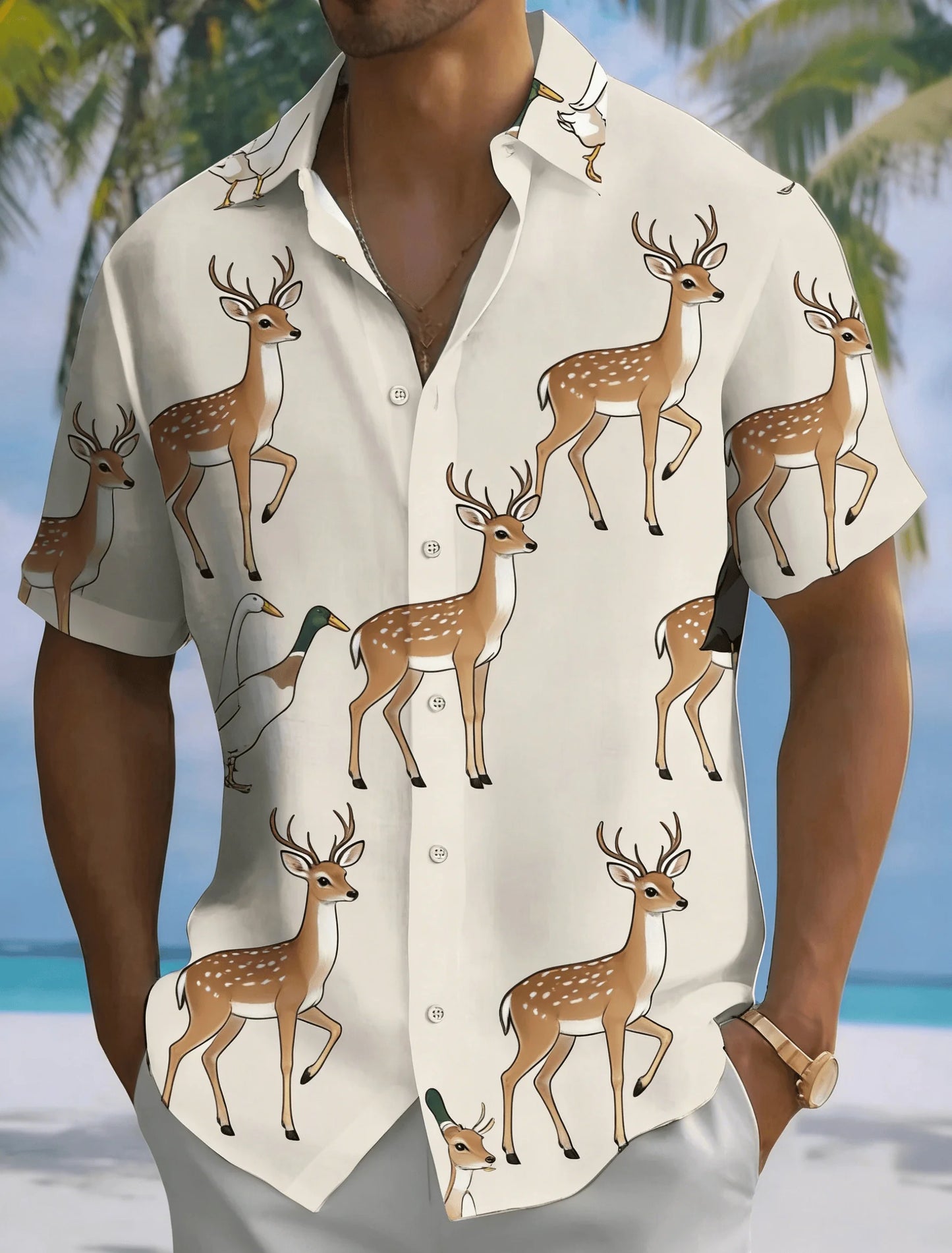 Men's Summer Casual Shirt, Simple Pattern Short Sleeved Shirt, Breathable Lightweight Top, Suitable for Daily Wear