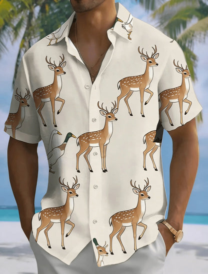 Men's Summer Casual Shirt, Simple Pattern Short Sleeved Shirt, Breathable Lightweight Top, Suitable for Daily Wear