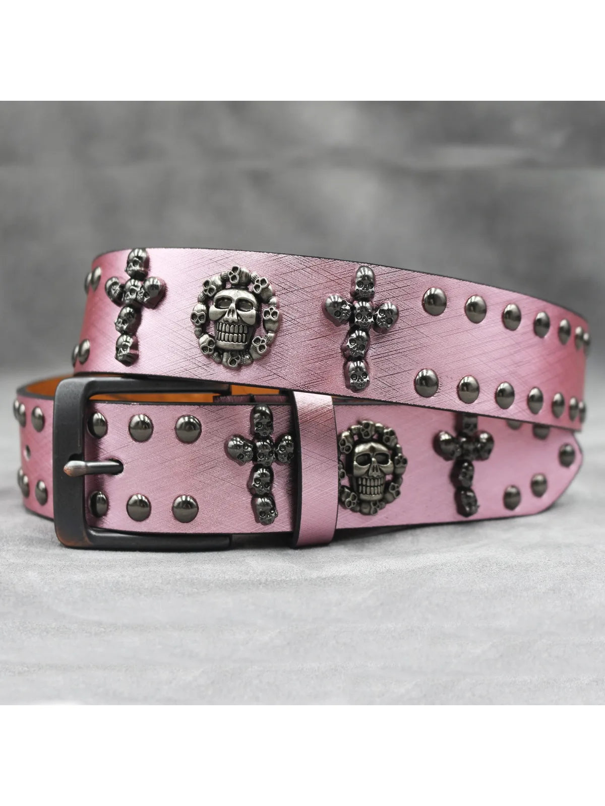 Rivet belt Cross and skull Decoration Belt Man's Goth Rock Fashion Ladies Leather Studded Gift Wild Adjustable Women Punk Belt