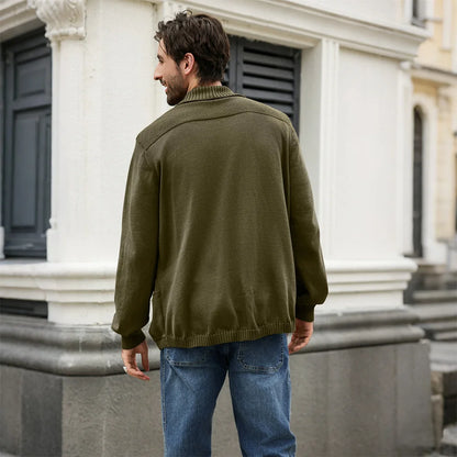 Men's Sweater Cardigan Spring Casual Classic V-neck Solid Color Cardigan Knit Soft Sweater Fashion Male Tops US Size