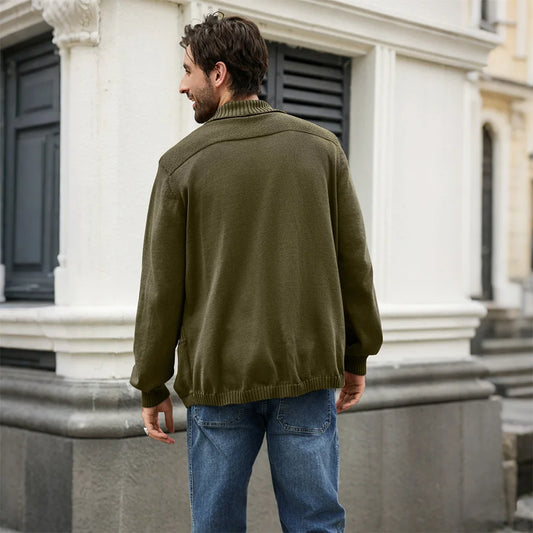 Men's Sweater Cardigan Spring Casual Classic V-neck Solid Color Cardigan Knit Soft Sweater Fashion Male Tops US Size