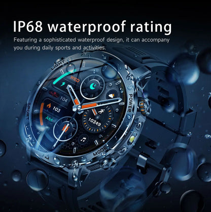 2026 New Military 1400mAh Battery Smart Watch Men Outdoor Flashlight 10ATM Waterproof Heart Rate Bluetooth Call Sports Bracelets