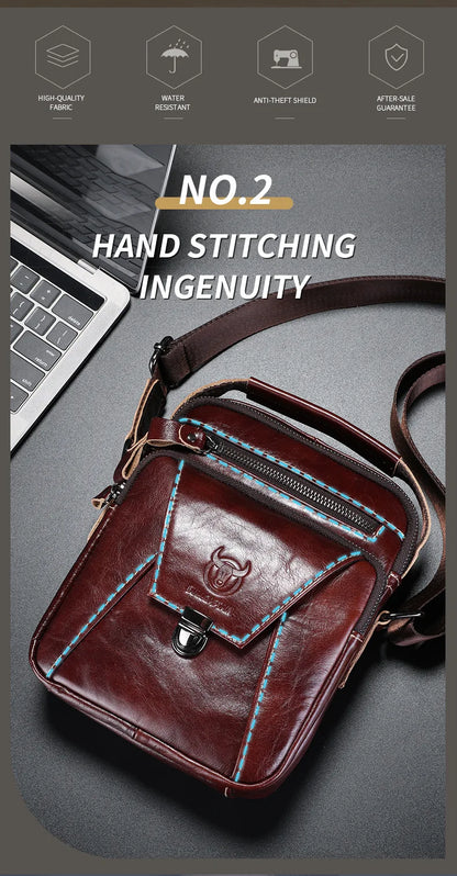 BULLCAPTAIN  Genuine Leather Men's Bag Single Crossbody Bag Shoulder Bag Men's Messenger Bag