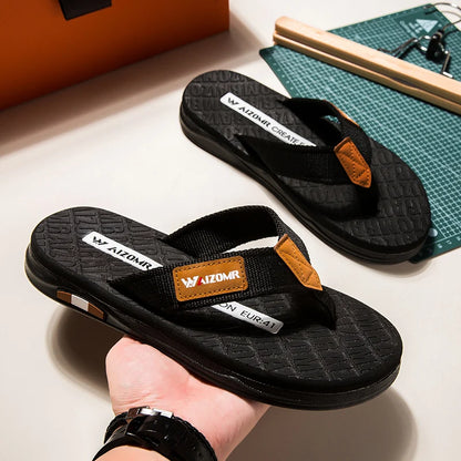 Men's flip flops summer trendy wear non-slip rubber sole sandals fashionable casual foot-clip flop comfortable beach shoes