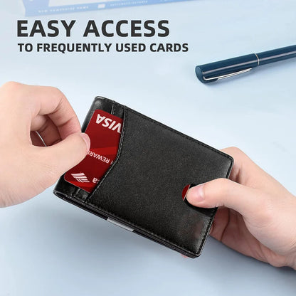 Personality Short Rfid Leather Men Wallets Carbon Fiber Slim Card Holder Wallet Black Minimalist Wallet for Men Father Day Gifts