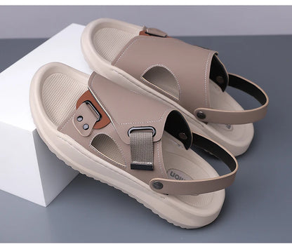 Men's Summer Outdoor Driving Sandals Comfortable Breathable Anti-slip Thick Bottom Two-Way Beach Slippers-WC20253