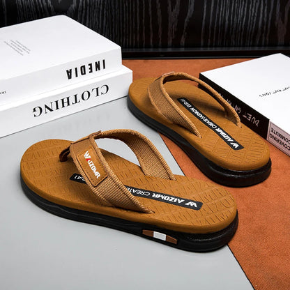 Men's flip flops summer trendy wear non-slip rubber sole sandals fashionable casual foot-clip flop comfortable beach shoes