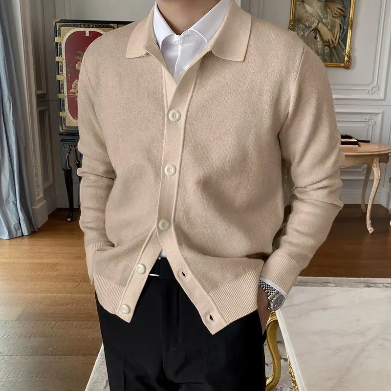 Mens Cardigan Sweater Long Sleeve Button Down Casual Collared Slim Fit Knit Sweater