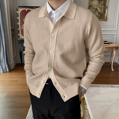 Mens Cardigan Sweater Long Sleeve Button Down Casual Collared Slim Fit Knit Sweater