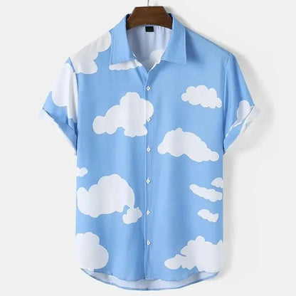 New 3D Oversized Geometric Print Hawaiian Shirt Summer Beach Casual Men's Short-sleeved Top Comfortable Chinese Style