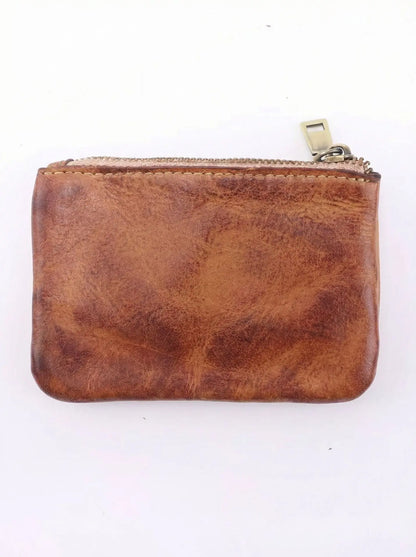 New Slim Short Men's Wallet Vintage Genuine Leather Card Holder Zipper Male Coin Purses High Quality Snap Men Money Clips