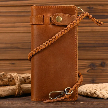 Newsbirds Genuine Leather Long Wallet Wrist Belt Strap Chain Wallet Christmas Gift Wallet gift men woman wallets Clip Purse
